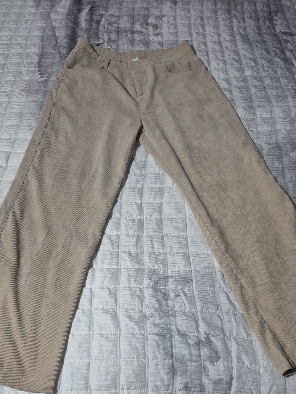 ROMWE Men's Light Beige Corduroy Pants